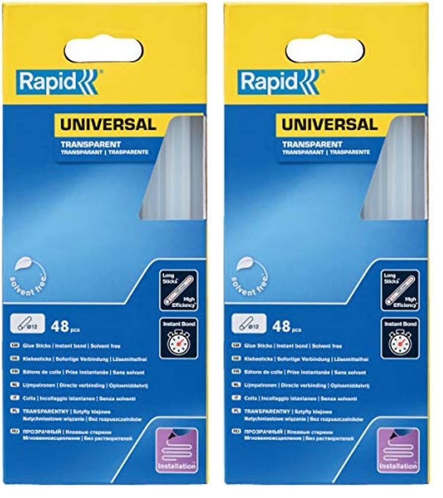 Rapid’os 16 Collage bâtons de colle universelle 12 mm, 48 pièces transparents