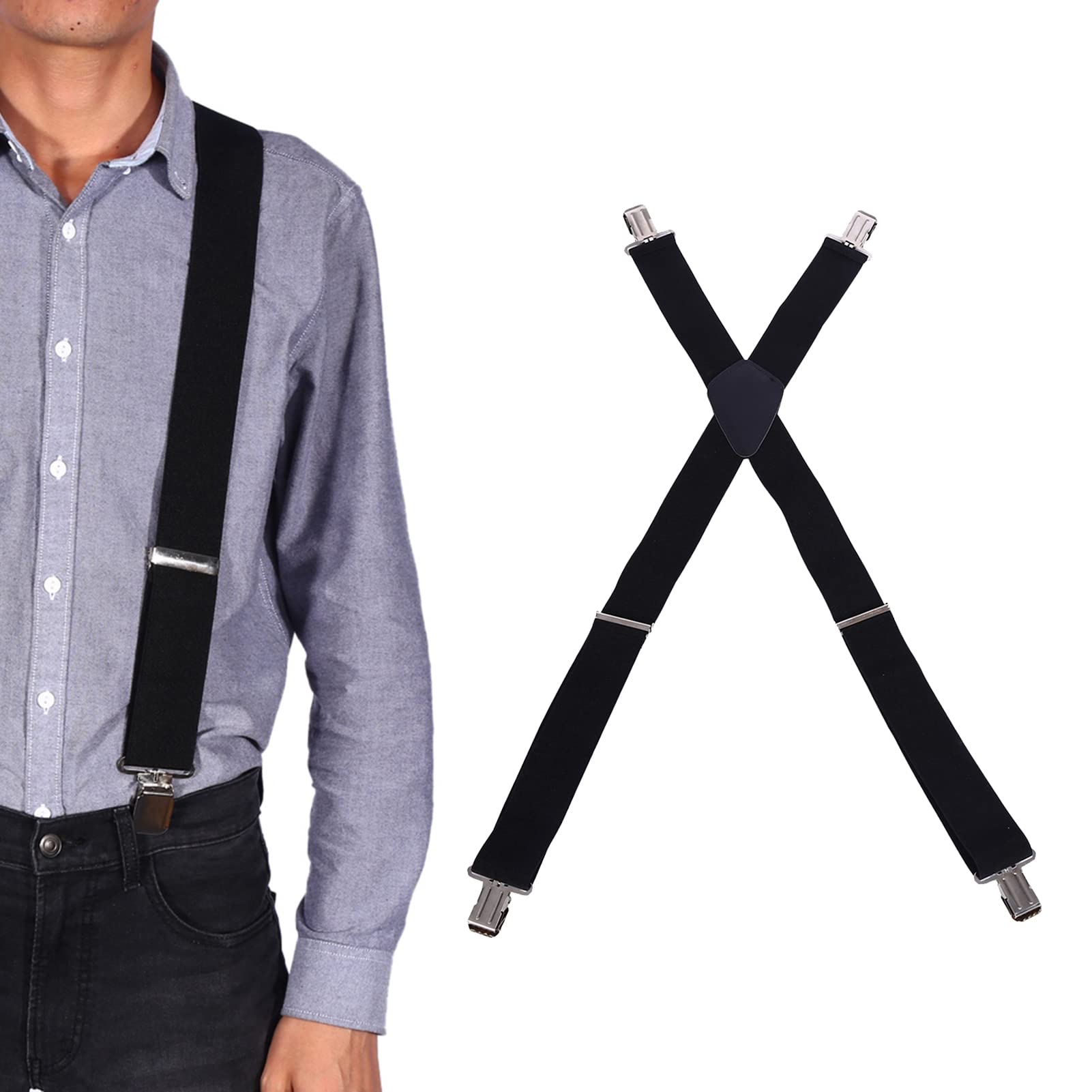 Omabeta Fashion Accessories & Umbrellas bretelles homme à pinces noires 50 mm