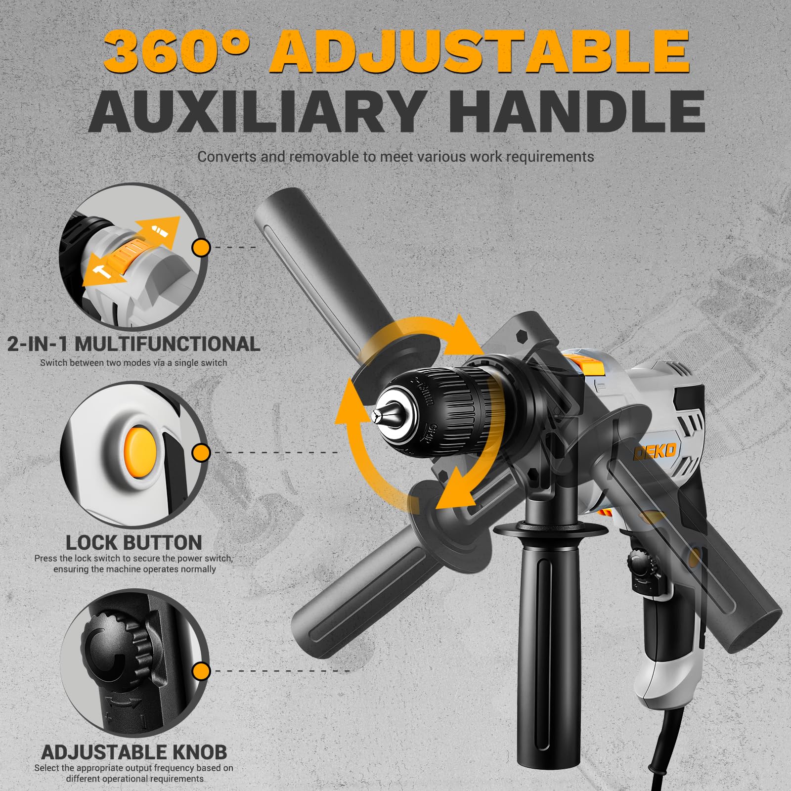 DEKOPRO POWER TOOLS perceuse à percussion 710 W avec 12 mèches