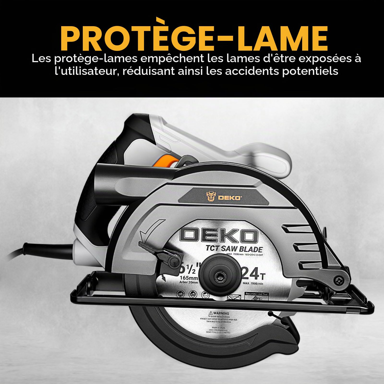 DEKOPRO POWER TOOLS scie circulaire 1200 W avec rail de guidage