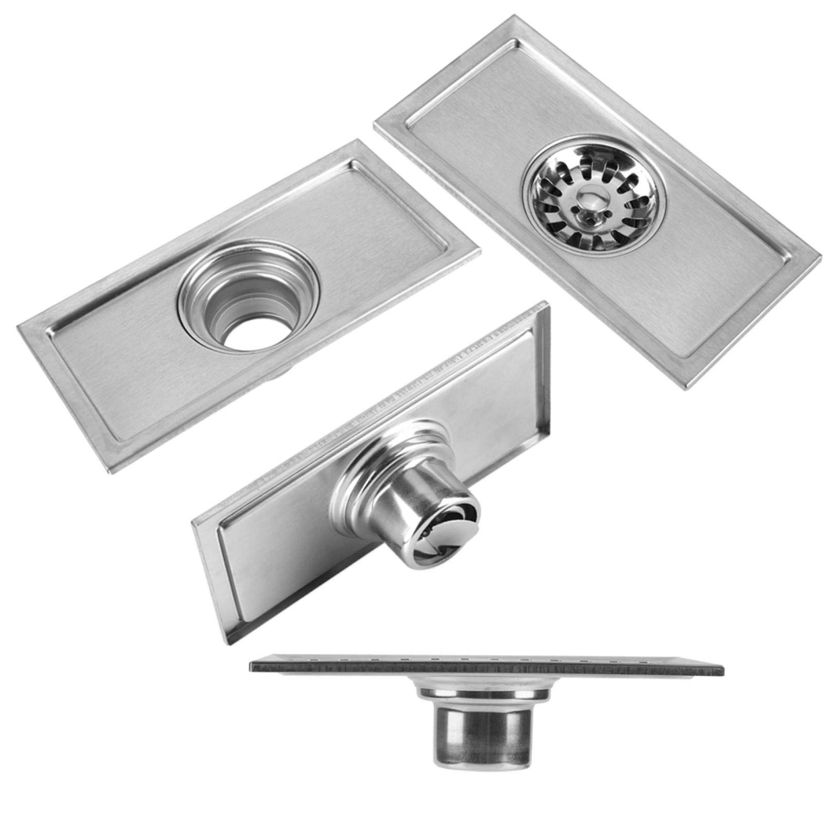 Omabeta Home Décor & Bathroom Décor caniveau de sol rectangulaire 20 × 10 cm inox anti-odeur