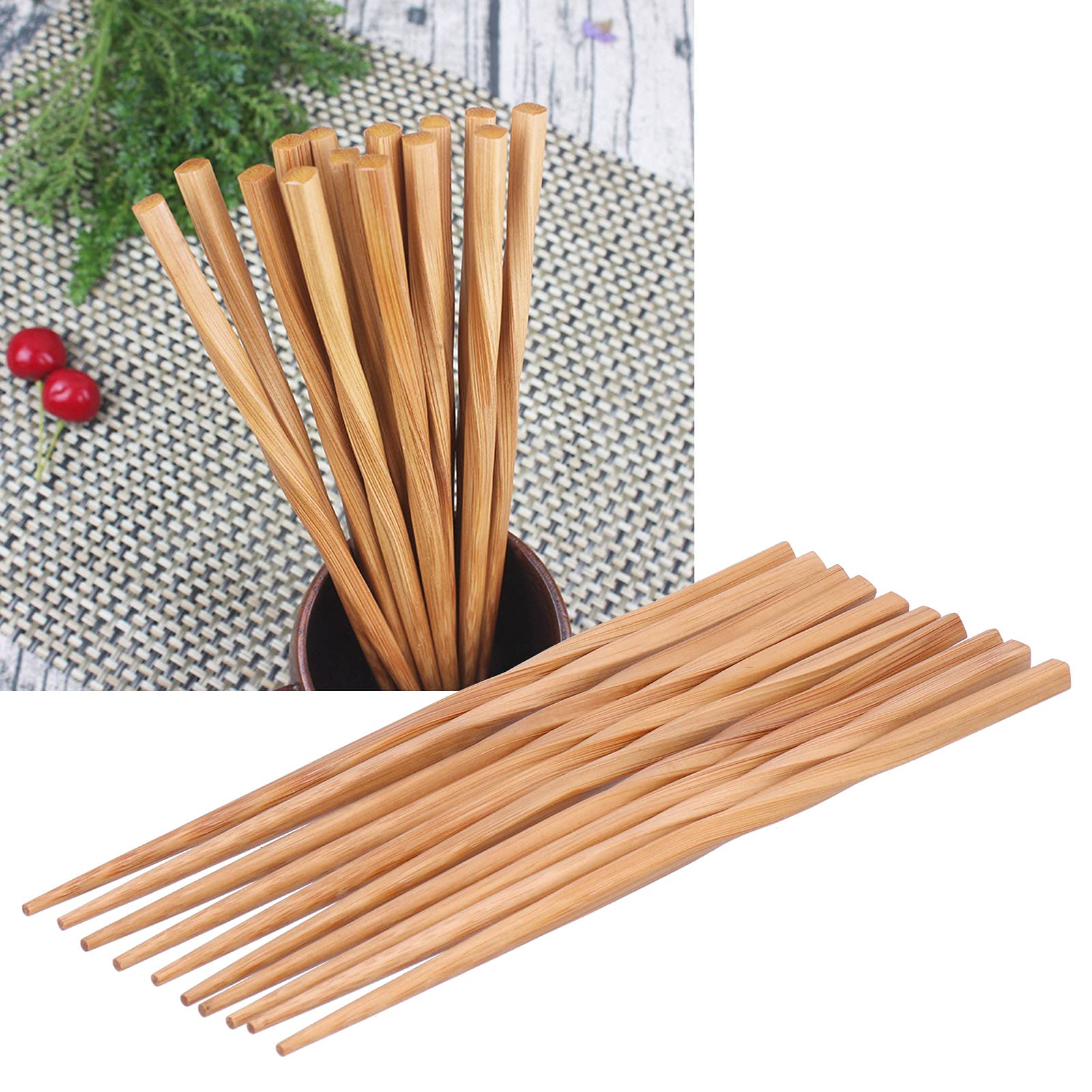 Omabeta Kitchen Utensils & Cooking Tools baguettes en bambou torsadées 5 paires naturelles