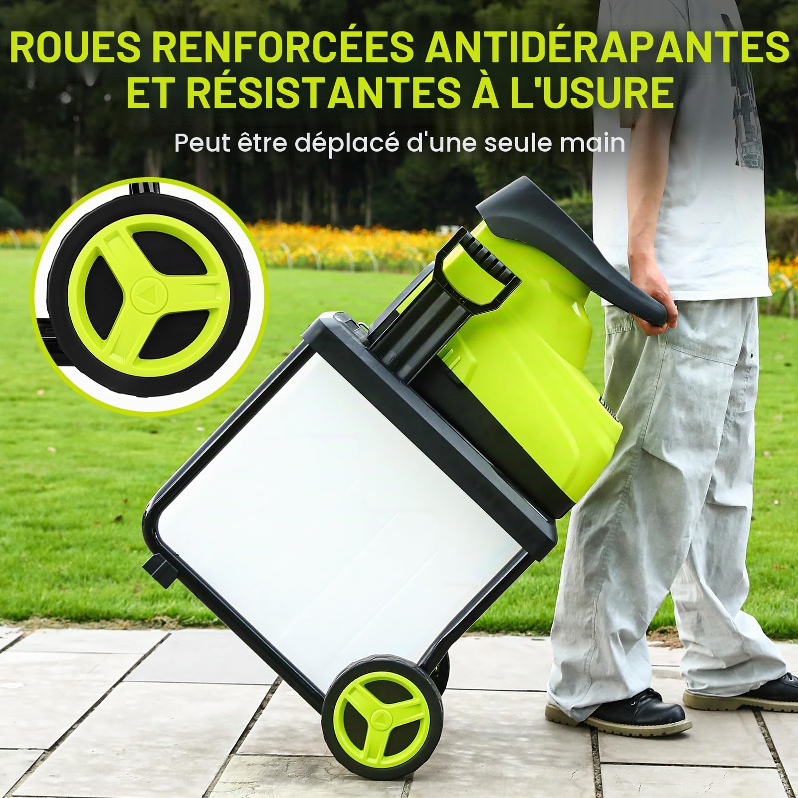 DEKOPRO GARDEN TOOLS broyeur de végétaux électrique 2800 W 45 mm bac 60 L à lames