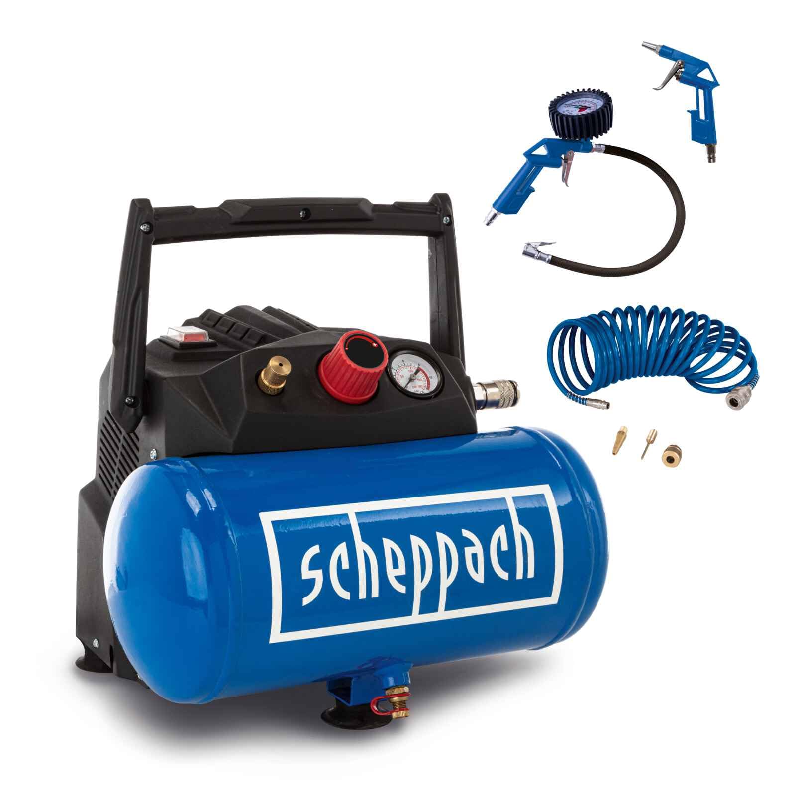 Scheppach HC Series HC06 compresseur sans huile 6 L 8 bar avec accessoires