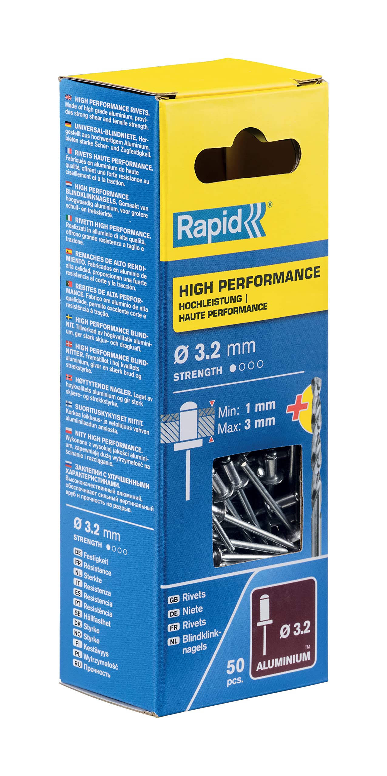 Rapid’os 16 Rivetage 5001528 rivets aveugles aluminium 3,2 × 6 mm, 50 pièces