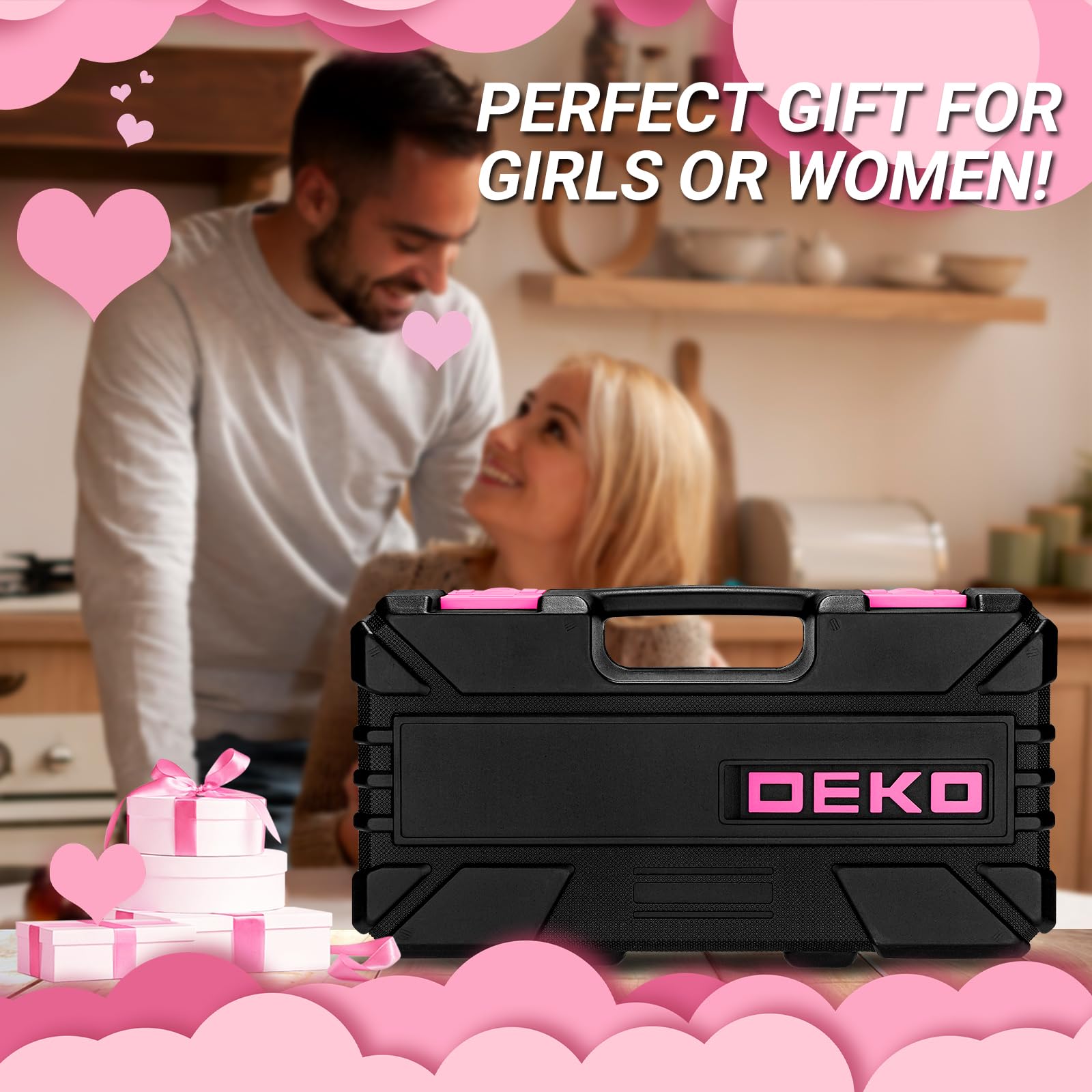 DEKOPRO TOOL KIT boîte à outils 62 pièces rose