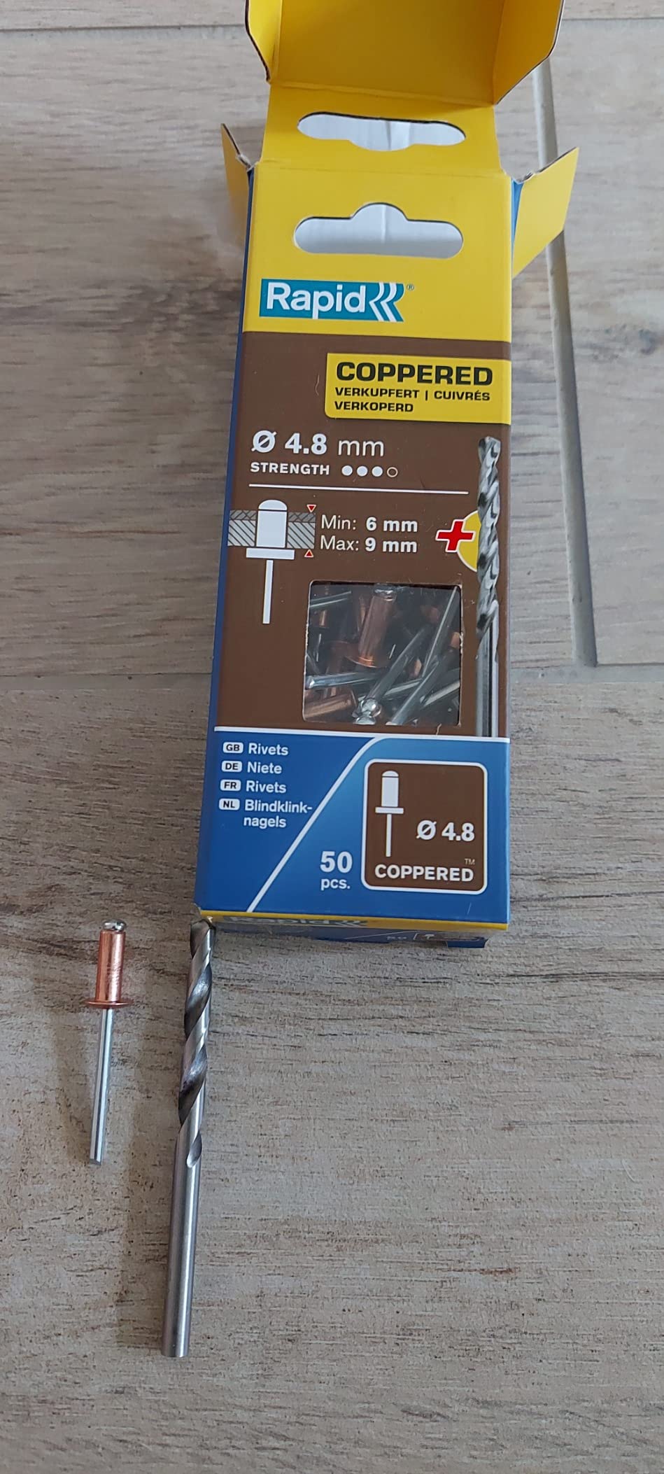 Rapid’os 16 Rivetage rivets cuivrés 4,8 × 12 mm 50 pièces avec foret