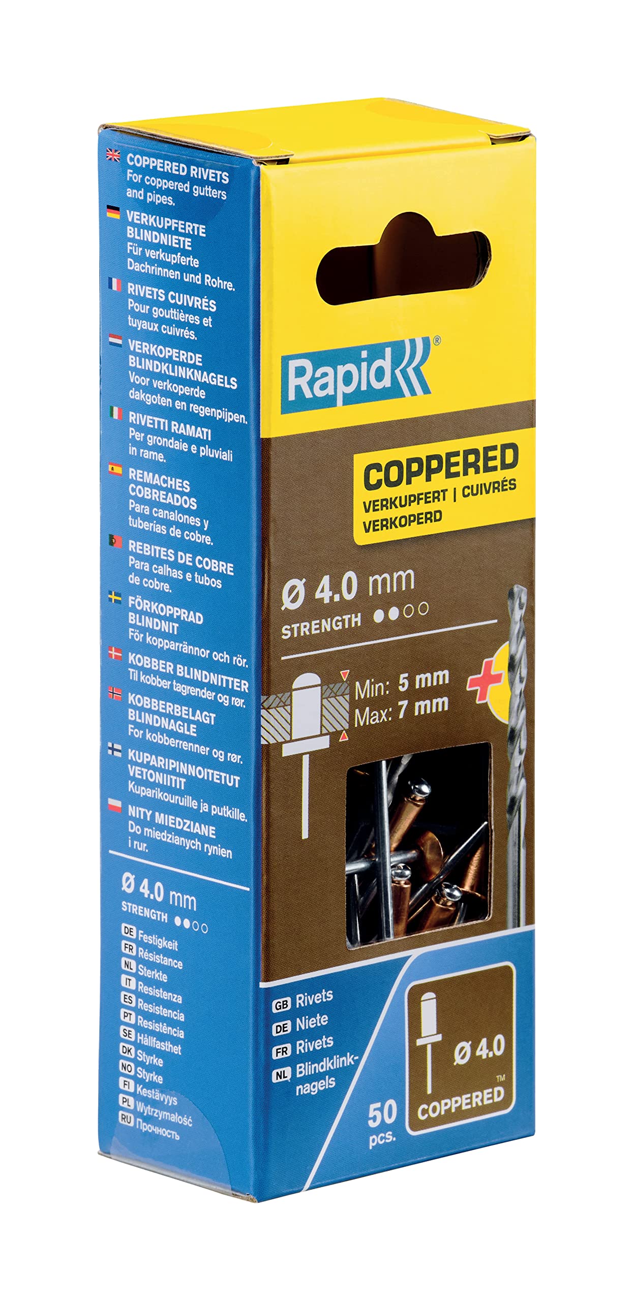 Rapid’os 16 Rivetage 5001462 rivets pop cuivrés 4 × 10 mm 50 pièces avec foret