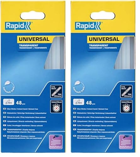 Rapid’os 16 Collage bâtons de colle universelle 12 mm, 48 pièces transparents