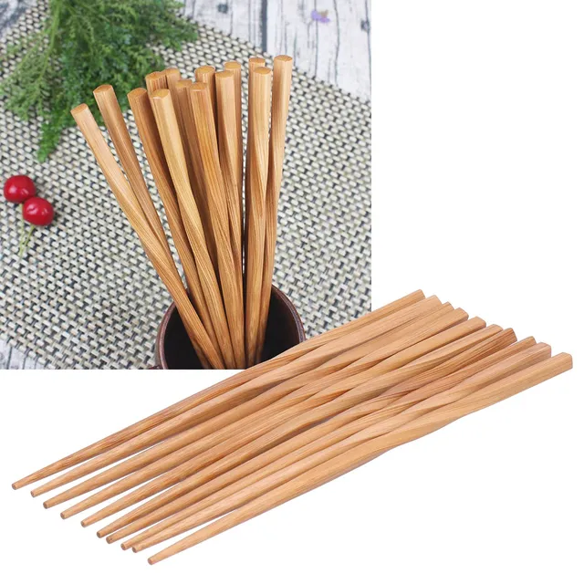 Omabeta Kitchen Utensils & Cooking Tools baguettes en bambou torsadées 5 paires naturelles