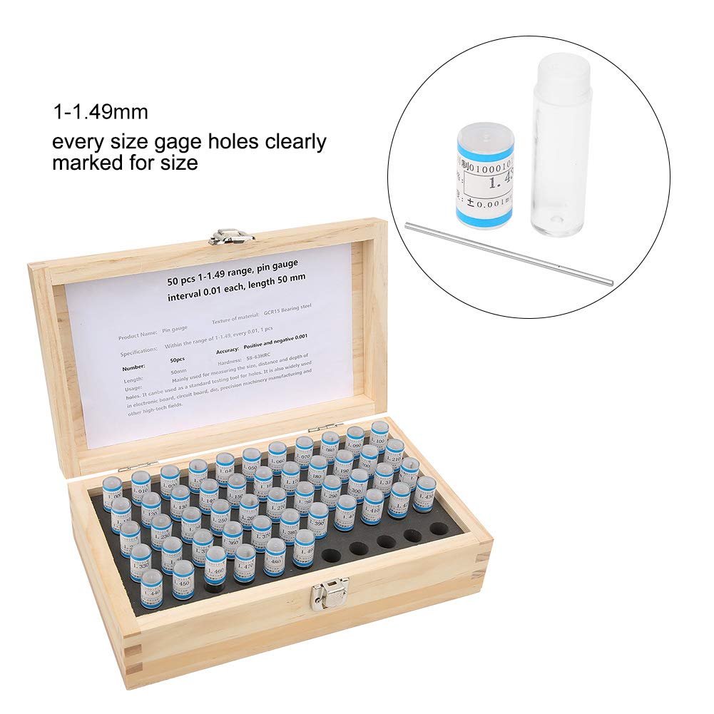 Omabeta Tools & Workshop Equipment jeu de jauges de broche 1–1,49 mm, 50 pièces