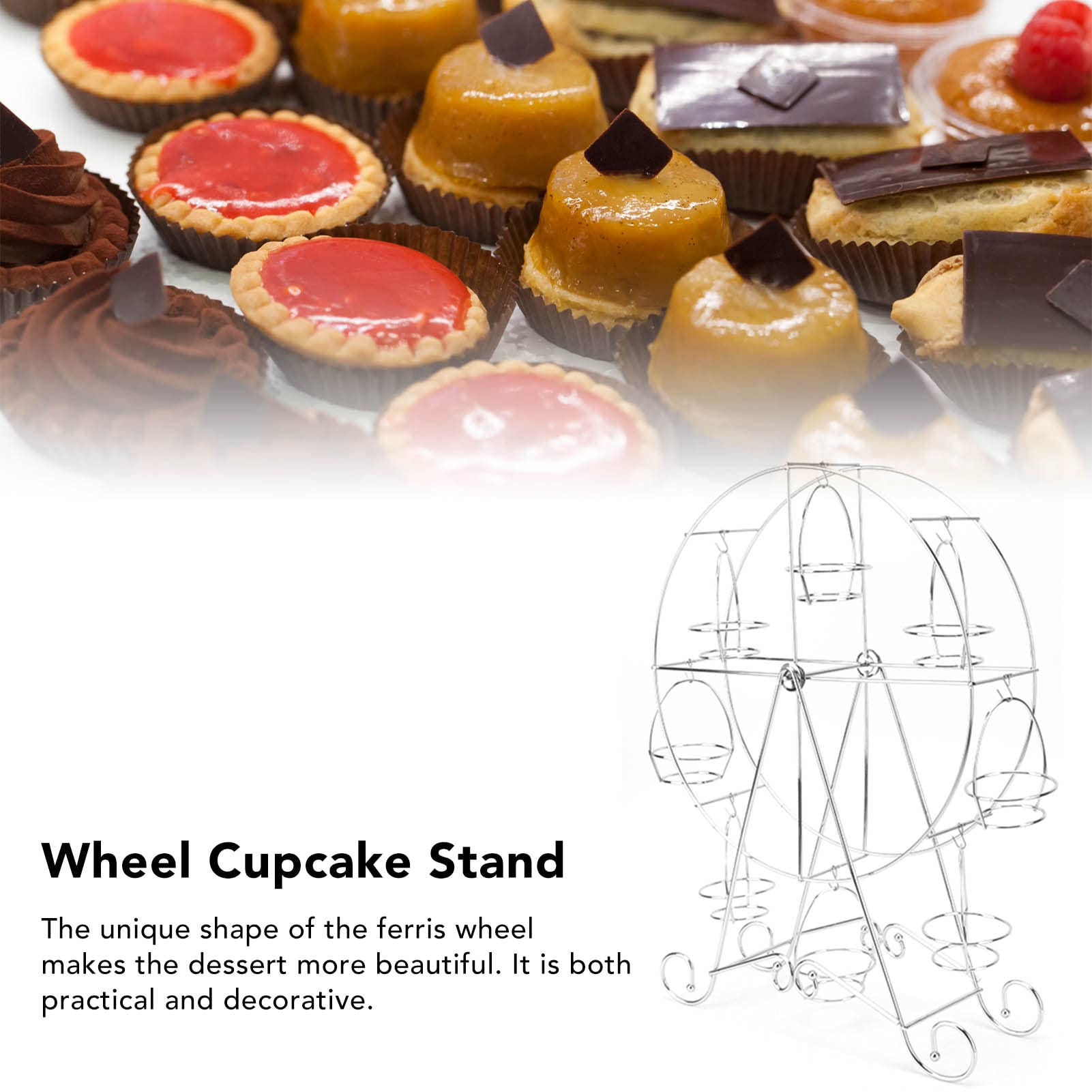 Omabeta Présentoir à cupcakes grande roue rotatif pour 8 cupcakes en fer