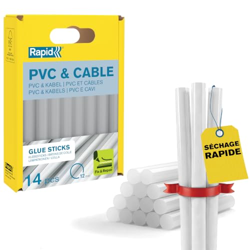 Rapid’os 16 Collage bâtons de colle thermofusible PVC et câbles 12 mm 14 pièces transparents