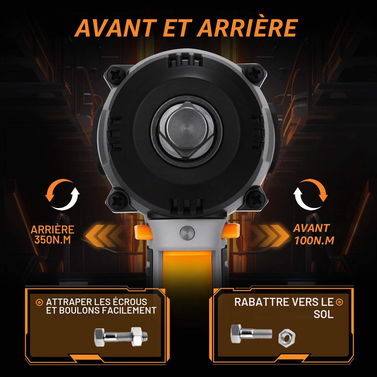 DEKOPRO POWER TOOLS clé à choc sans fil 350 N·m, 2 batteries 2 Ah