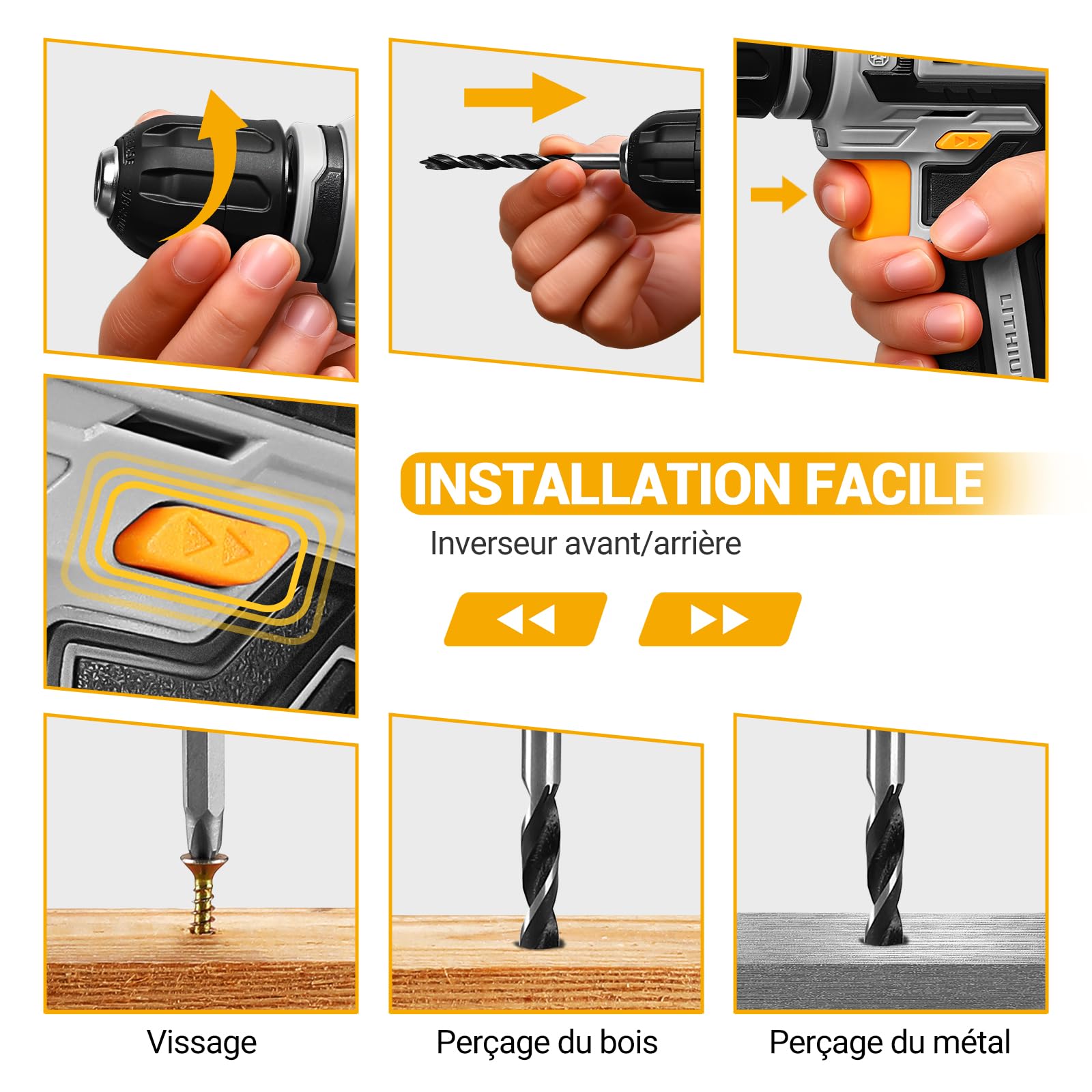 DEKOPRO TOOL KIT boîte à outils 133 pièces grise avec perceuse-visseuse 12 V