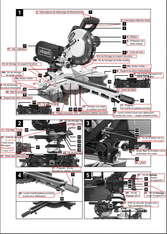 Scheppach HM Series HM216 scie à onglets 2000 W Ø 216 mm avec laser