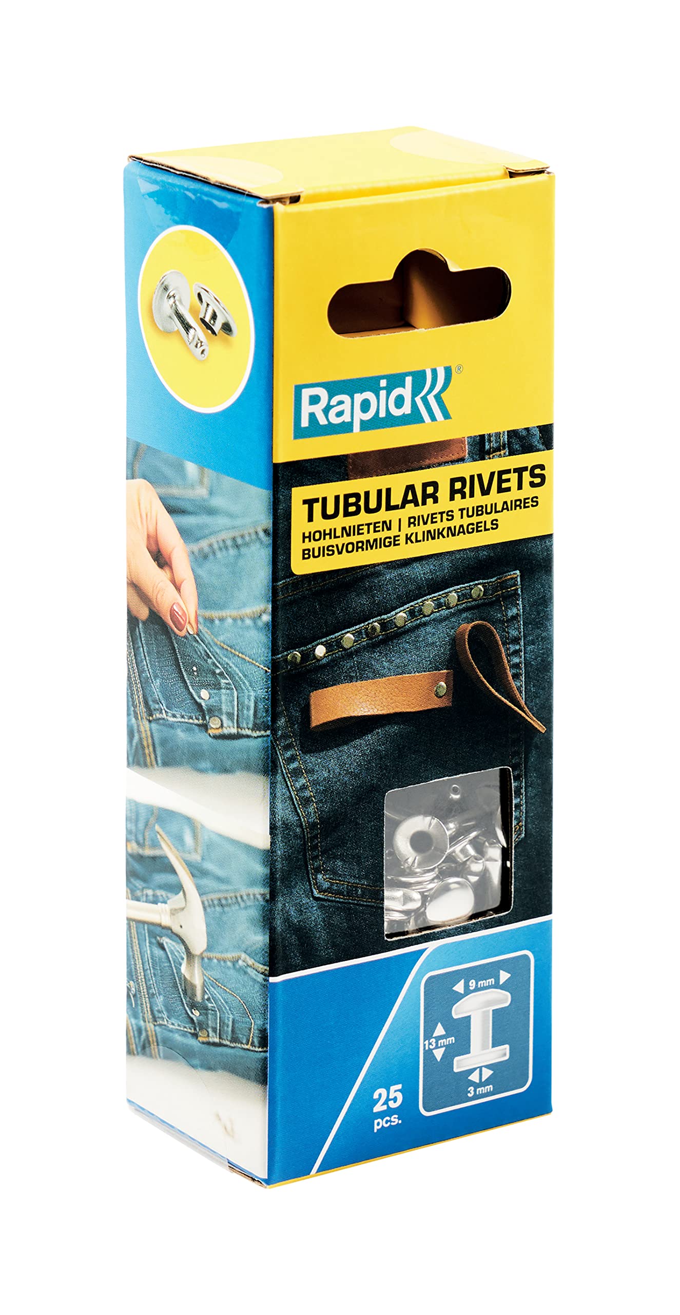 Rapid’os 16 Rivetage 5000416 rivets tubulaires 9 × 3 × 13 mm 25 pièces acier