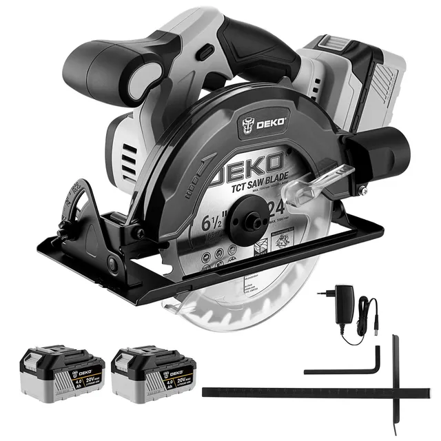 DEKOPRO POWER TOOLS scie circulaire sans fil 2 batteries 4 Ah, coupe 55 mm