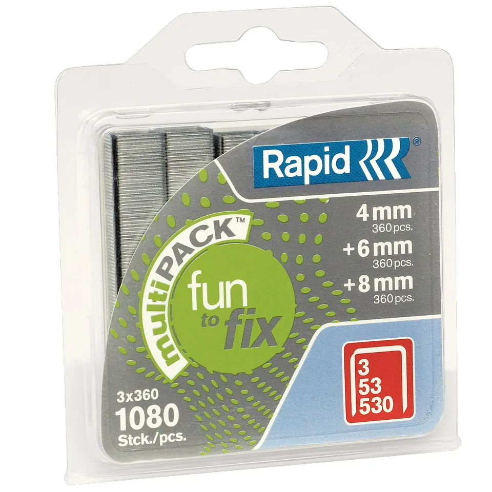 Rapid Agrafage N°53 agrafes 4, 6 et 8 mm, 1 080 pièces galvanisées