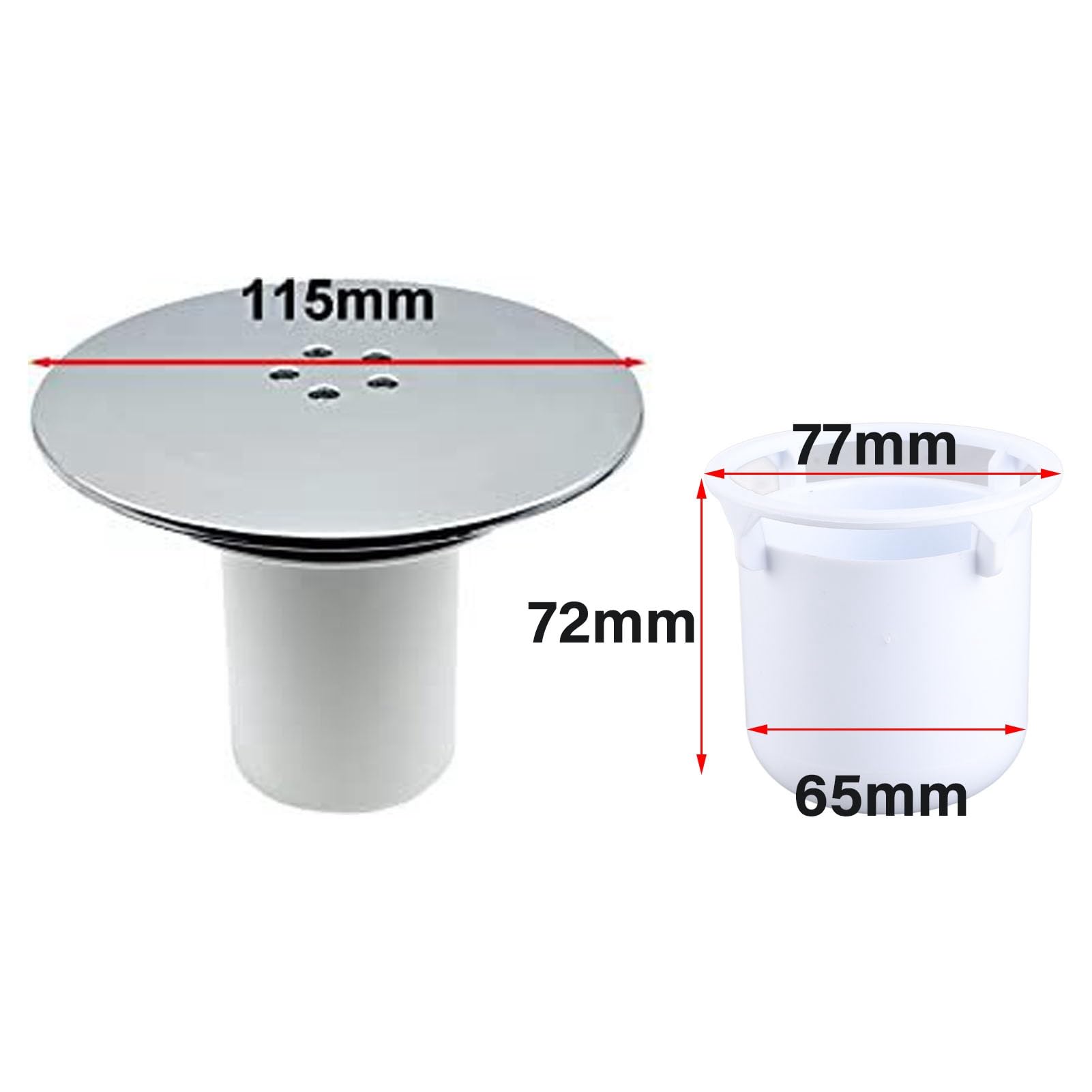 Omabeta Home Décor & Bathroom Décor couvercle de bonde douche 90 mm avec coupelle blanche