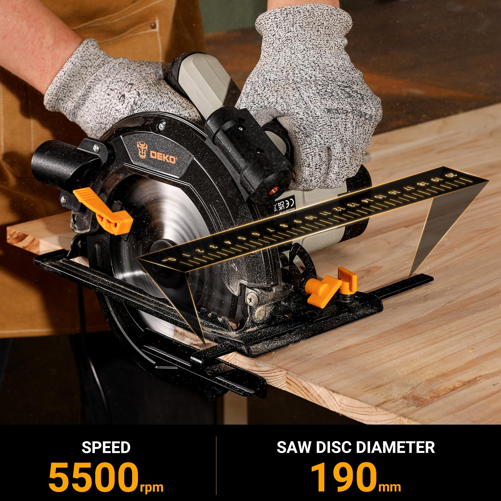 DEKOPRO POWER TOOLS scie circulaire 1400 W 190 mm filaire avec laser