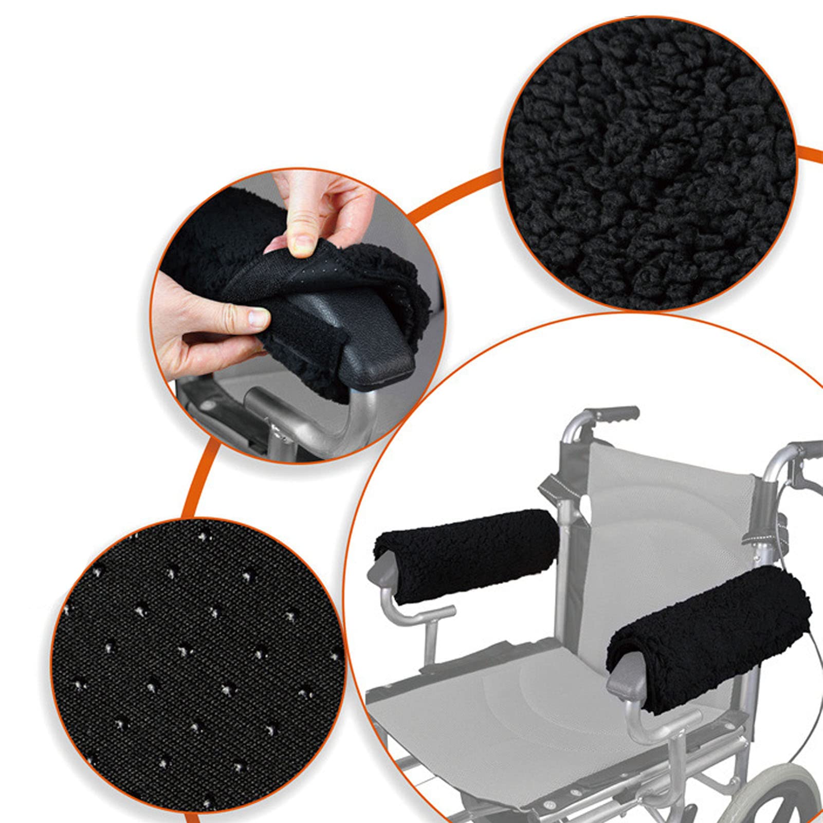 Omabeta Safety & Protective Equipment housses d’accoudoir fauteuil roulant, paire antidérapante