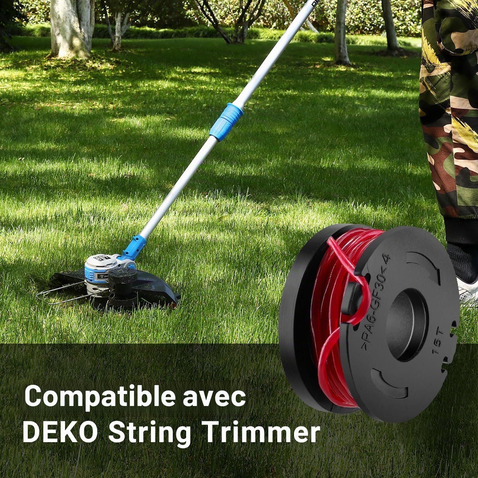 DEKOPRO GARDEN TOOLS bobines de fil pour débroussailleuse 2 mm, lot de 12