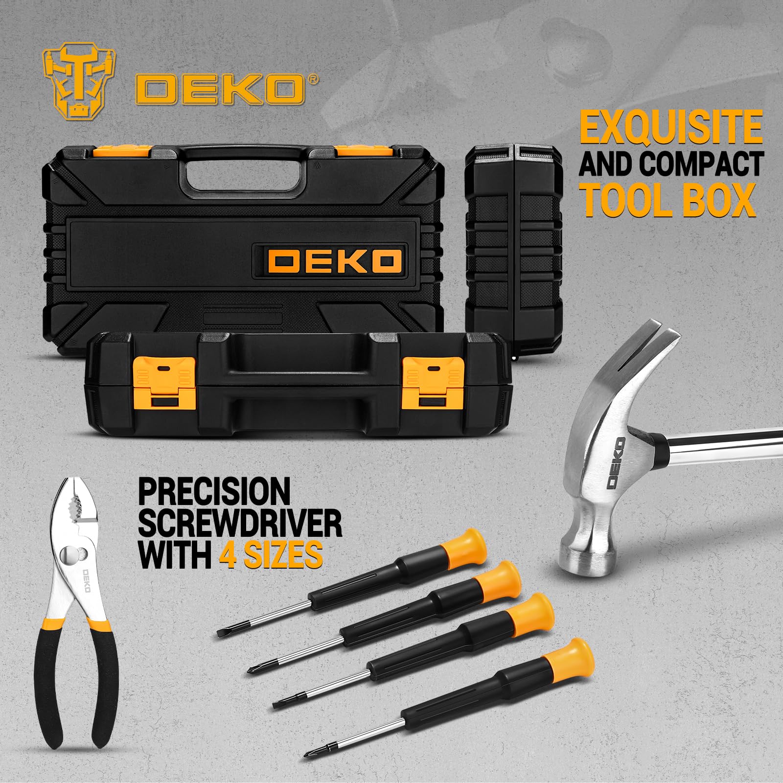 DEKOPRO TOOL KIT boîte à outils 62 pièces, jaune
