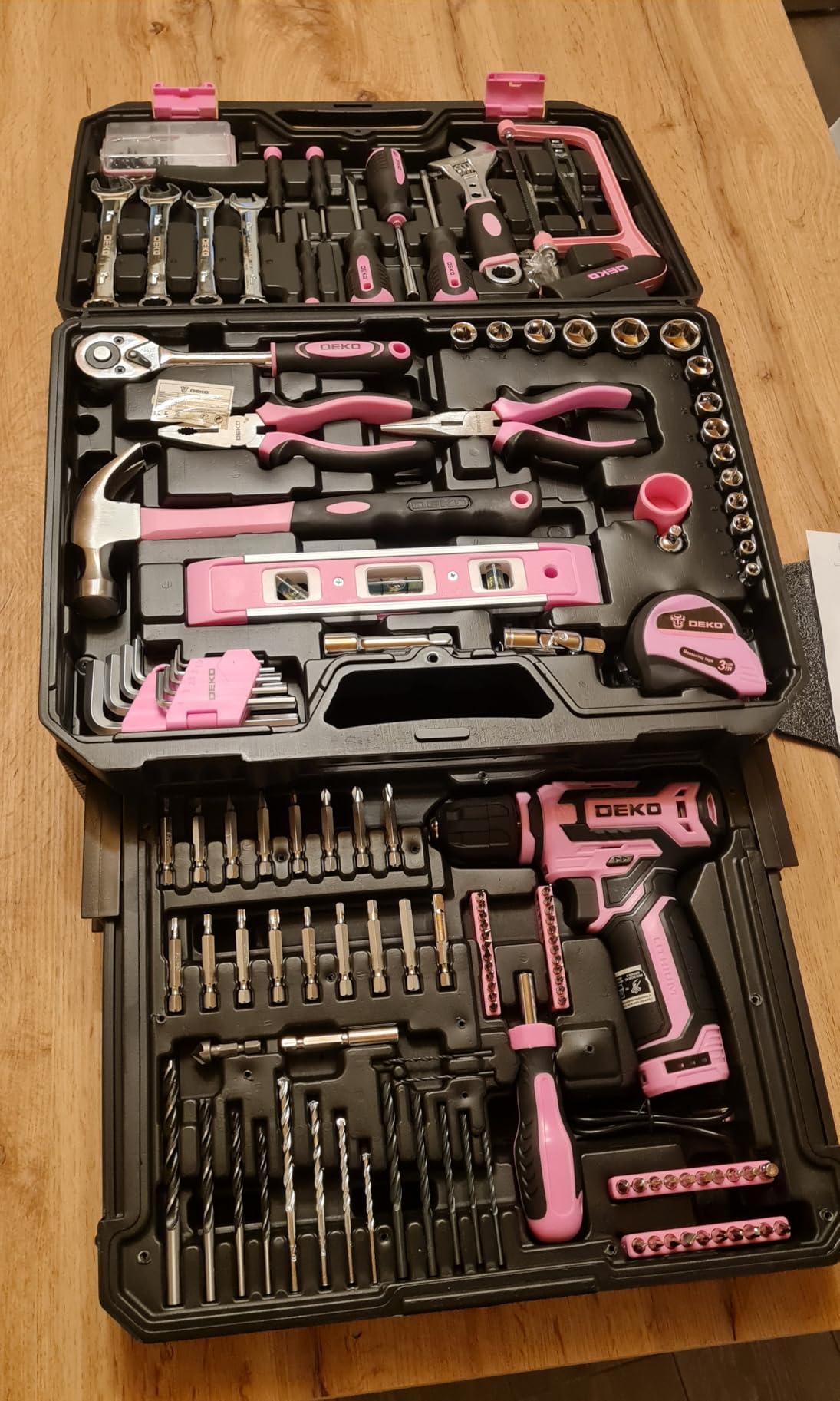 DEKOPRO TOOL KIT Coffret à outils 238 pièces avec perceuse 12 V gris