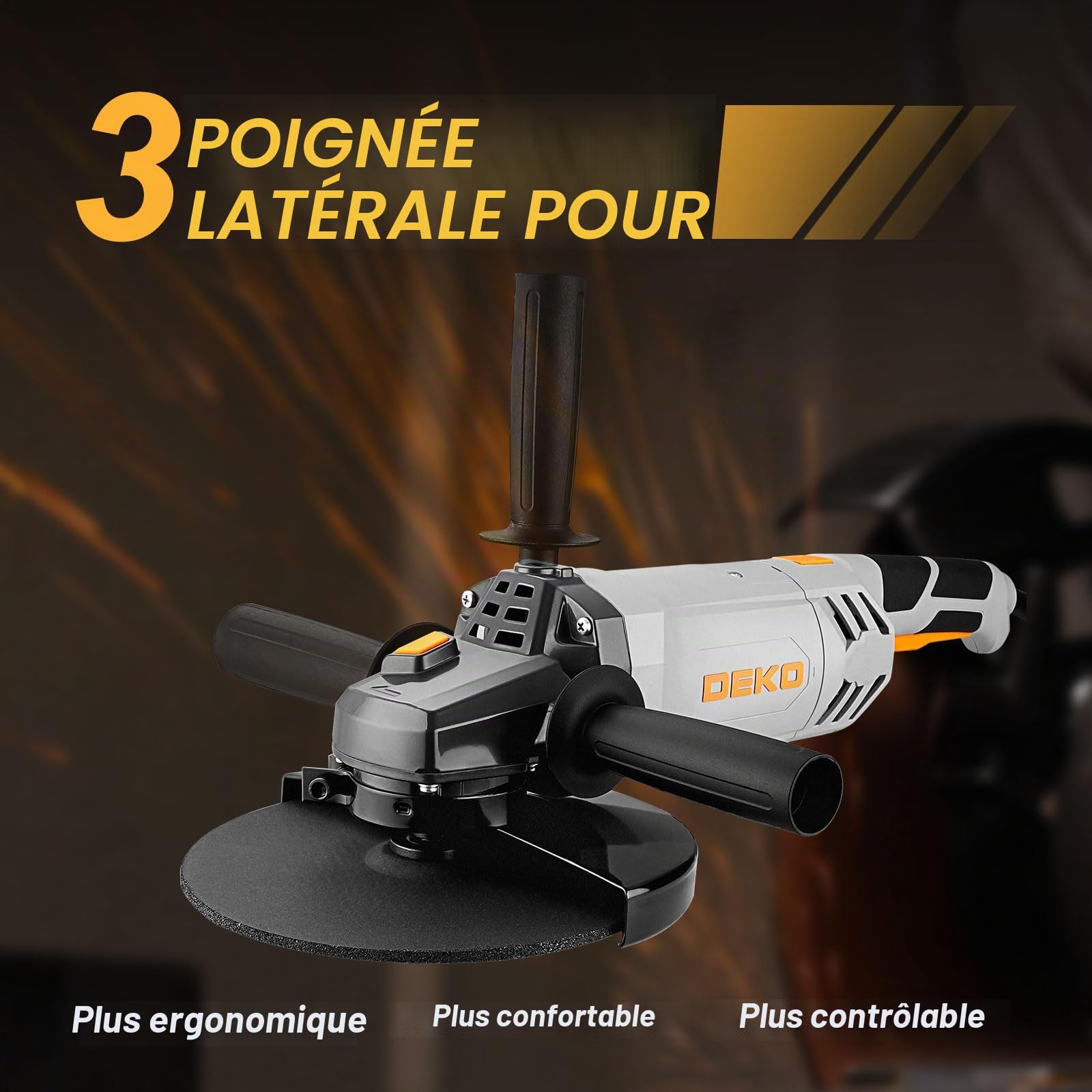 DEKOPRO POWER TOOLS Meuleuse d’angle 230 mm filaire 2200 W