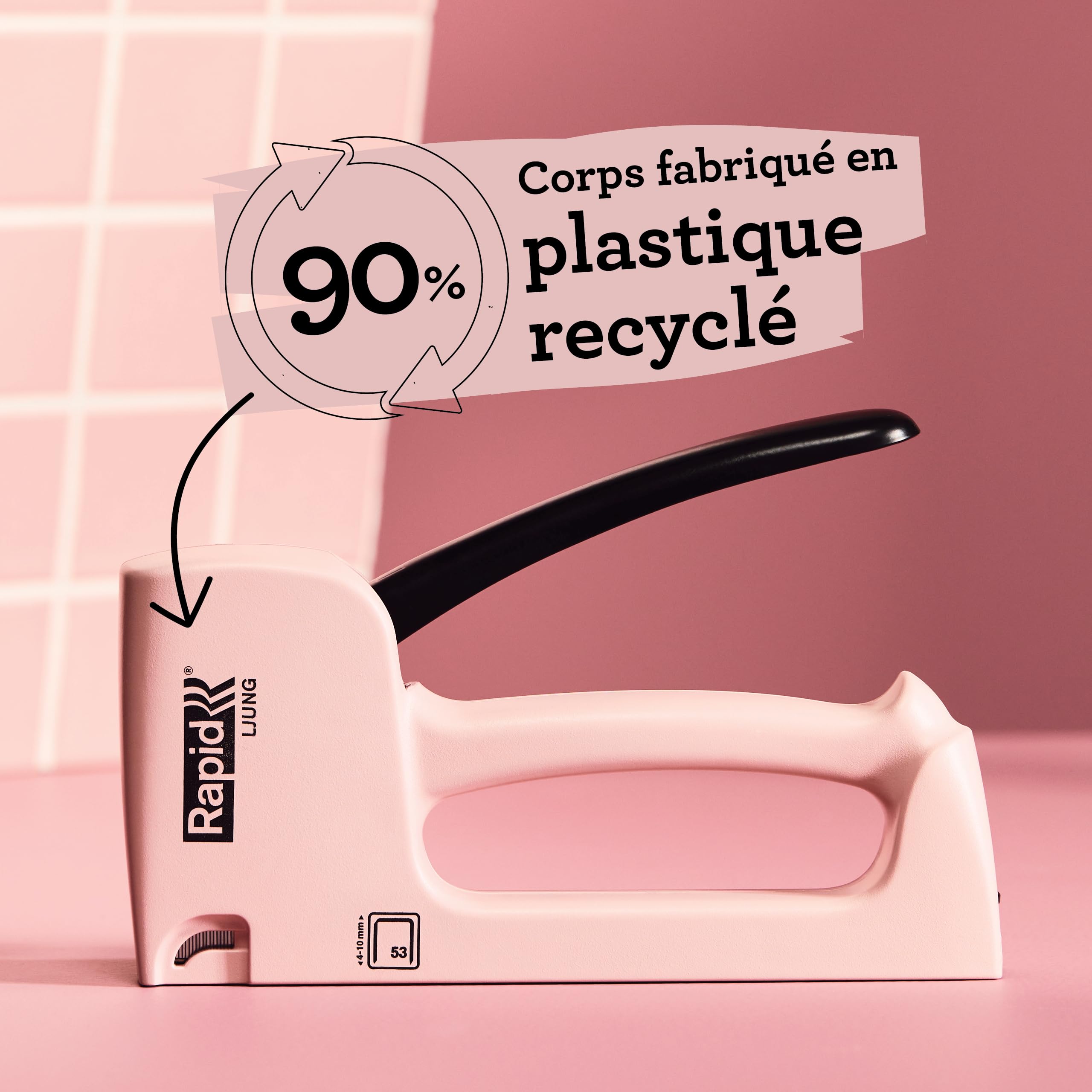 Rapid’os 16 Agrafage R53 Ljung agrafeuse tapissier rose, agrafes 4–10 mm