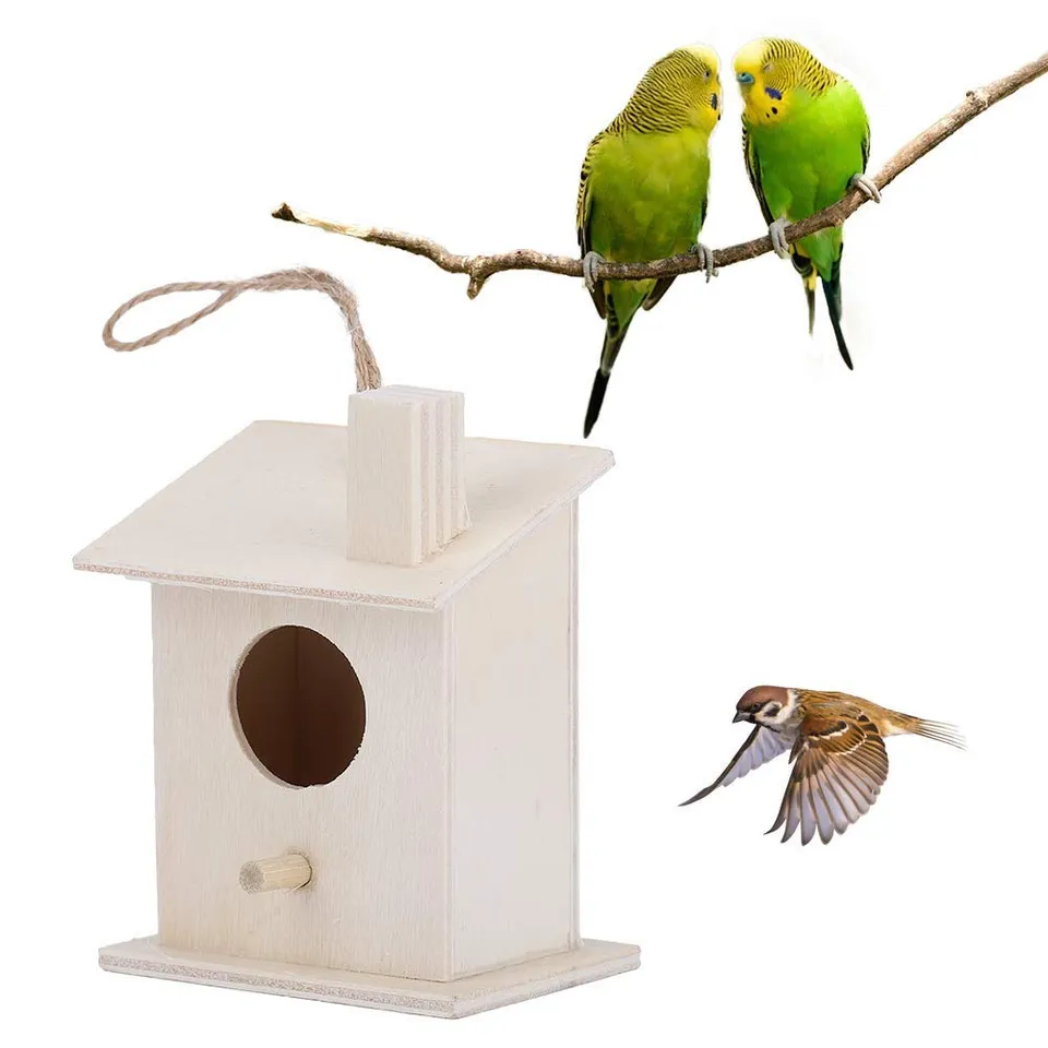 Omabeta Pet Supplies nichoir à oiseaux en bois suspendu lot de 4 pour extérieur