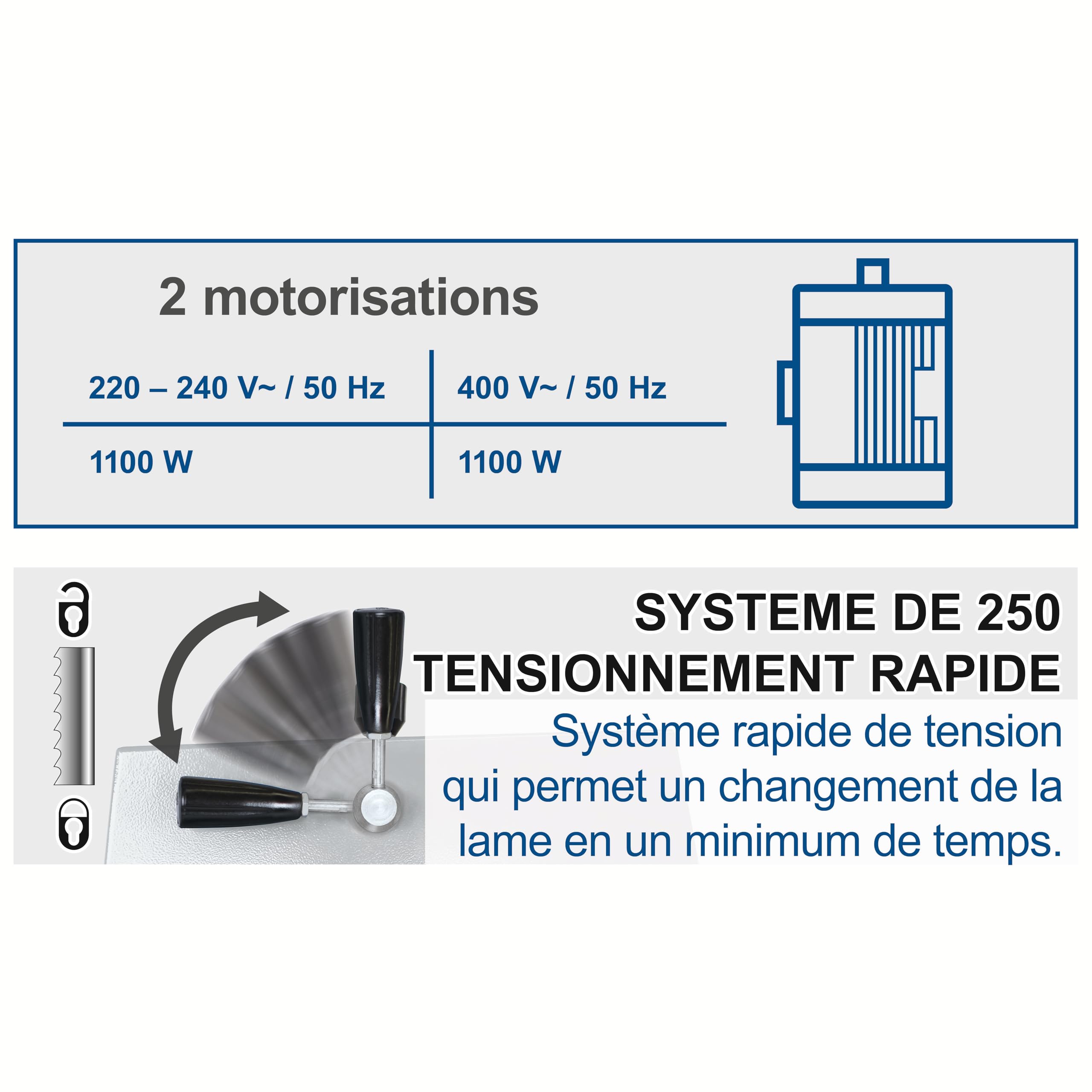 Scheppach BASA Series BASA3 scie à ruban 205 mm guide transversal et support