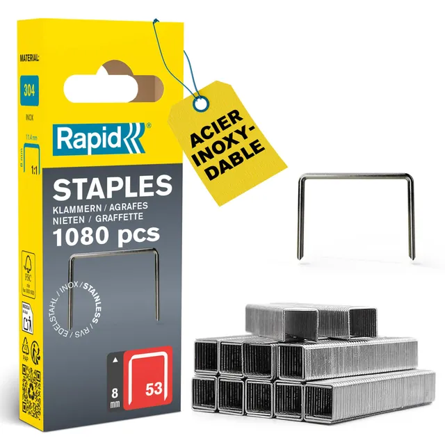 Rapid’os 16 Agrafage n°53 agrafes 8 mm 1080 galvanisées