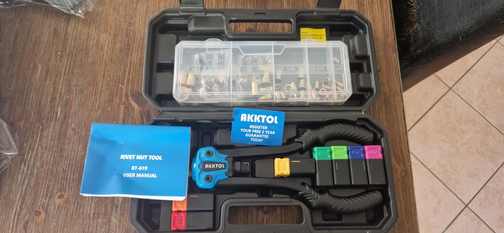 AKKTOL Rivet Nut Tools pince à insert fileté avec coffret, 7 mandrins M3-M12