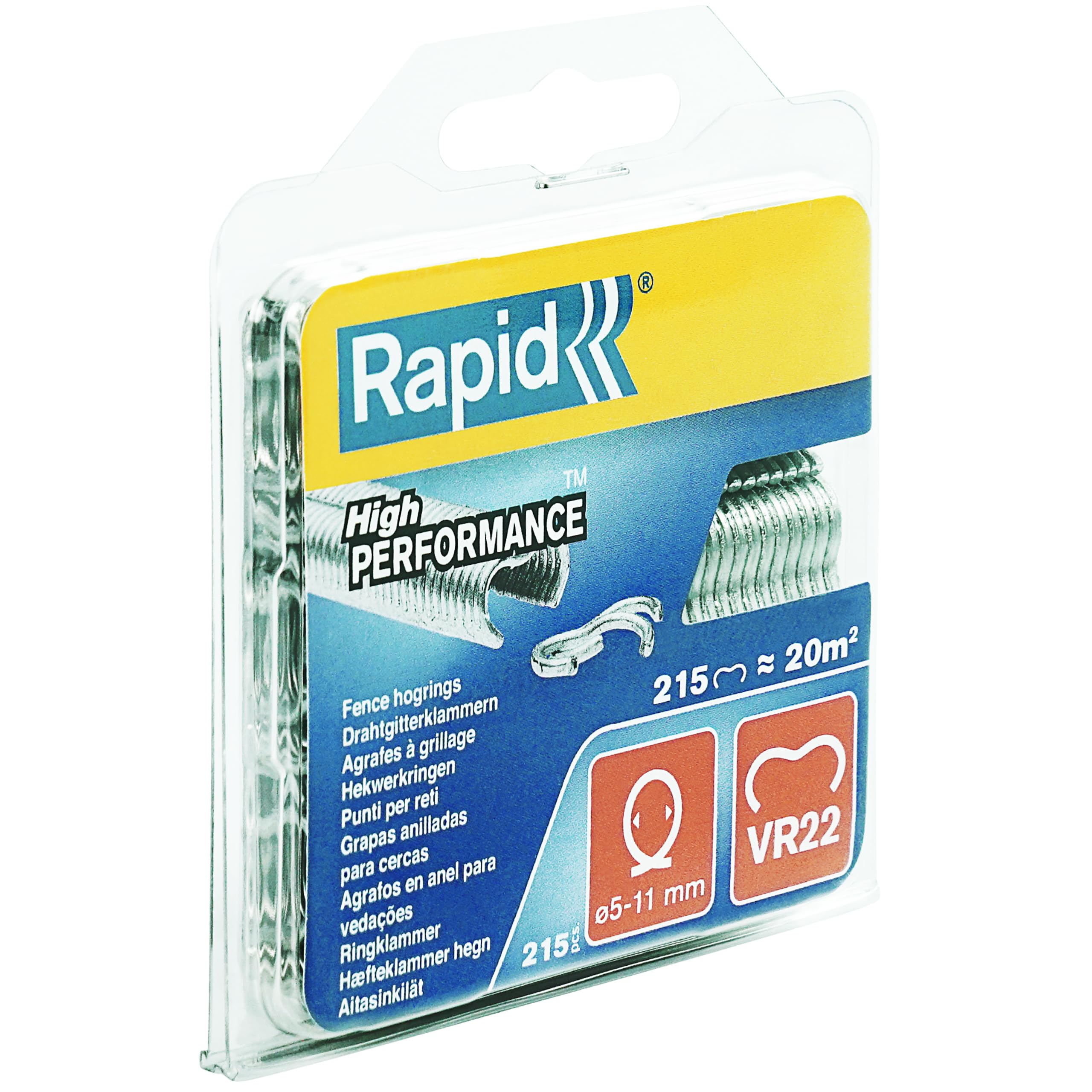 Rapid’os 16 Jardin VR22 agrafes de grillage galvanisées, 215 pièces
