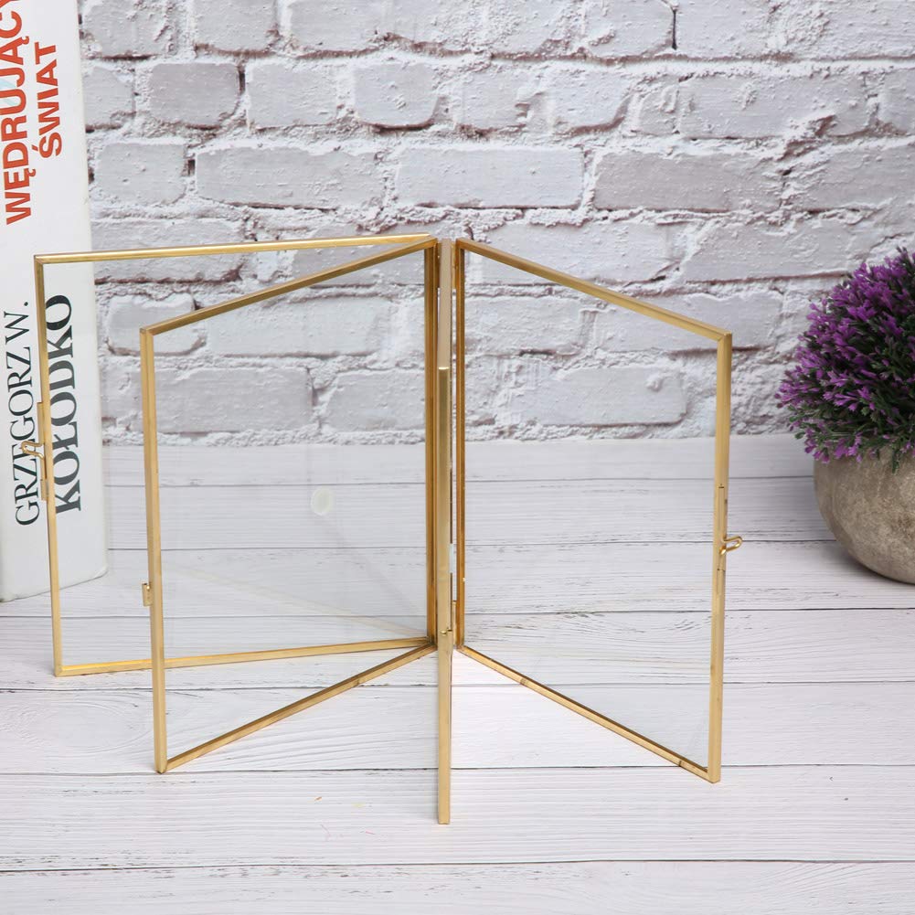 Omabeta Home Décor & Bathroom Décor Cadre photo pliable double face 14 × 16 cm en cuivre