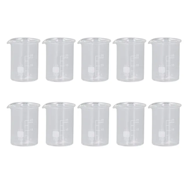 Omabeta Toys & Games bécher gradué 25 ml, lot de 10 en verre borosilicaté