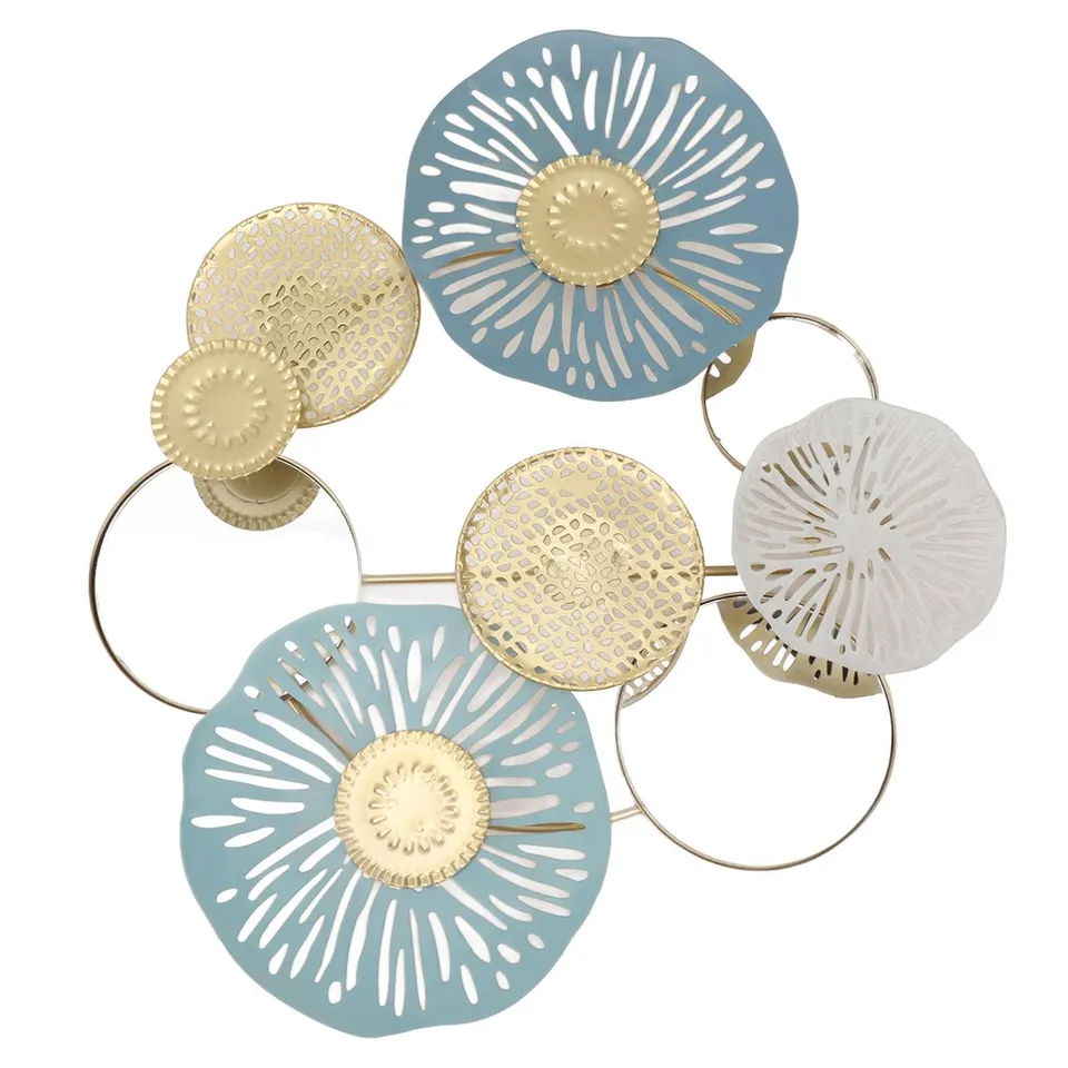 Omabeta Home Décor & Bathroom Décor Décoration murale ronde en fer avec miroir
