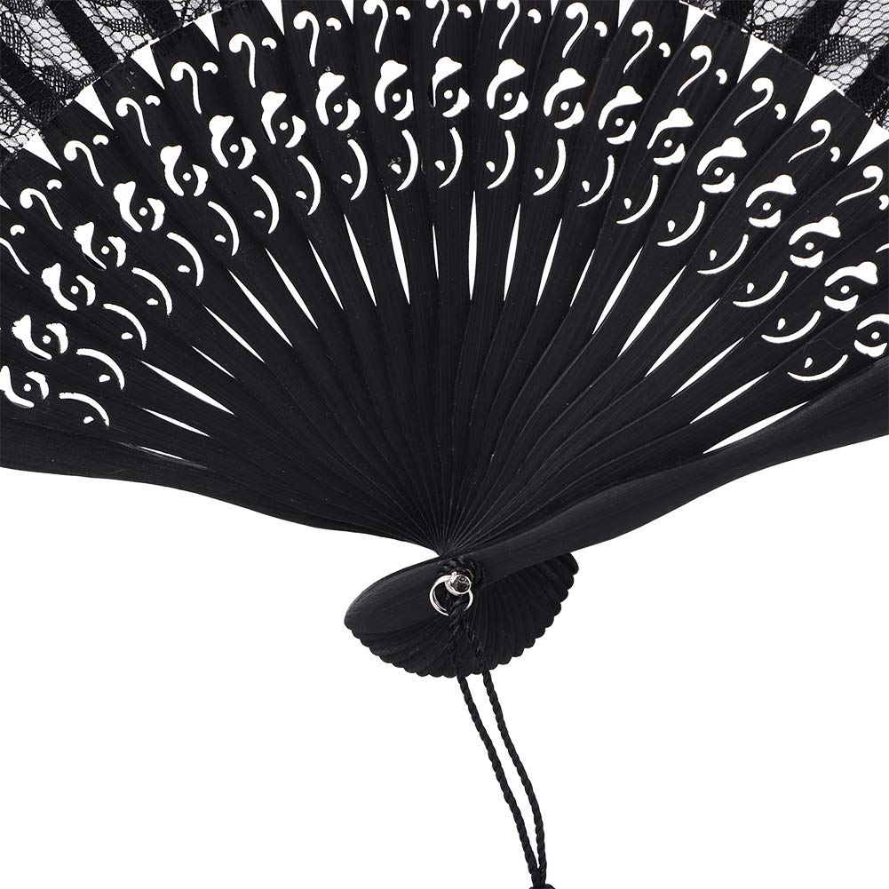 Omabeta Home Décor & Bathroom Décor éventail pliable de danse noir en dentelle