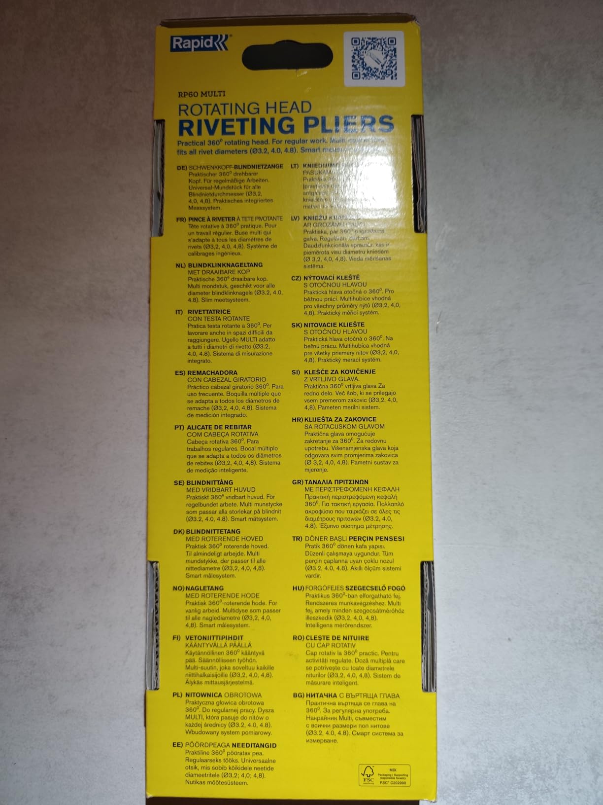 Rapid’os 16 Rivetage RP60 Multi pince à riveter tête pivotante