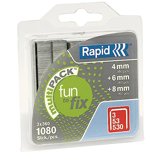 Rapid Agrafage N°53 agrafes 4, 6 et 8 mm, 1 080 pièces galvanisées