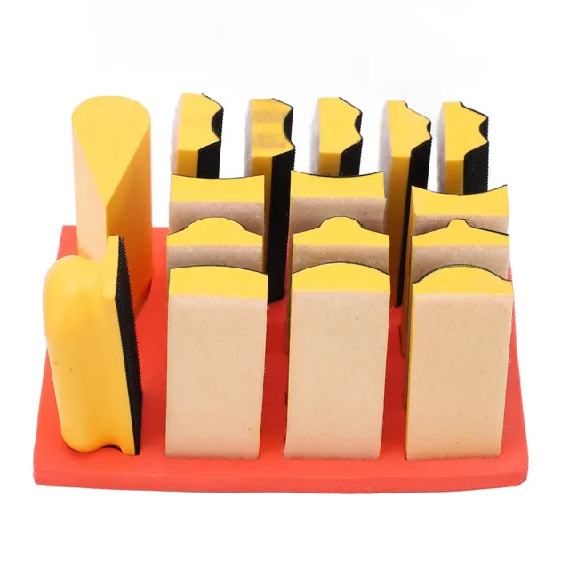 Omabeta Tools & Workshop Equipment blocs de ponçage auto-adhésifs, lot de 16, formes variées