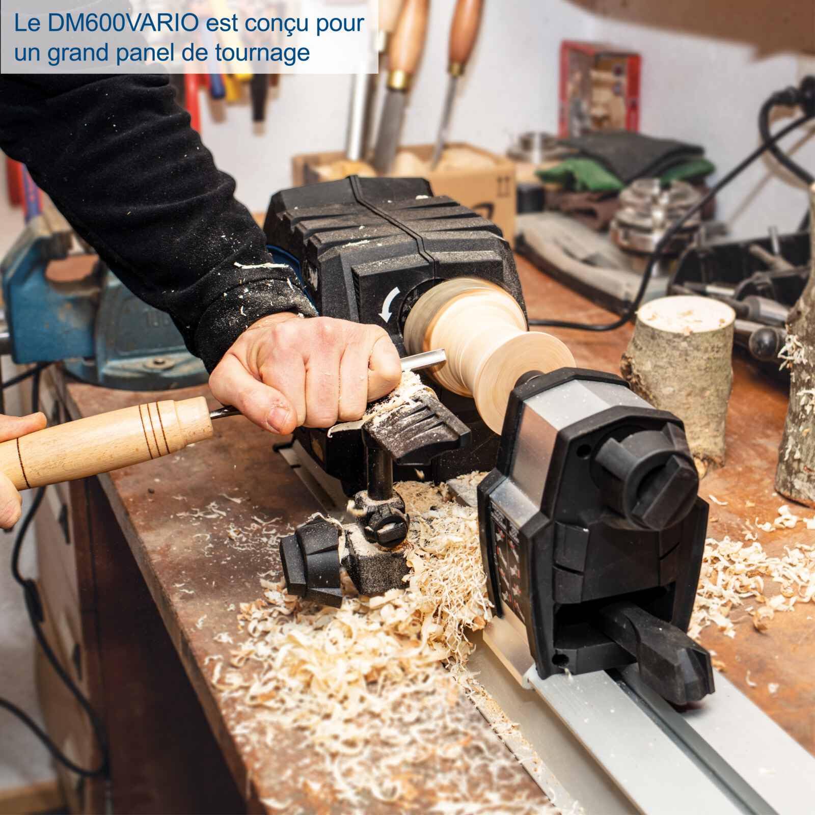 Scheppach DMV Series DM600VARIO tour à bois 550 W vitesse réglable