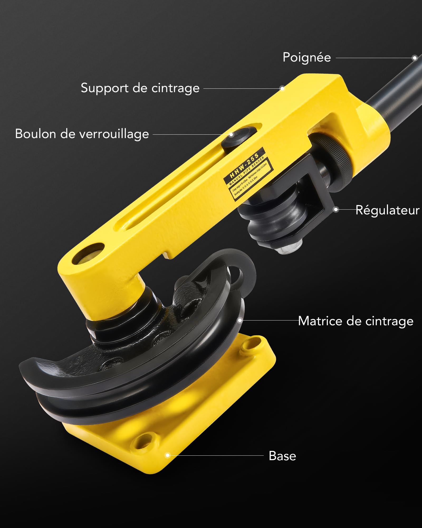 ZELCAN pipe bender cintreuse de tuyau 10–25 mm, 7 matrices, manuelle