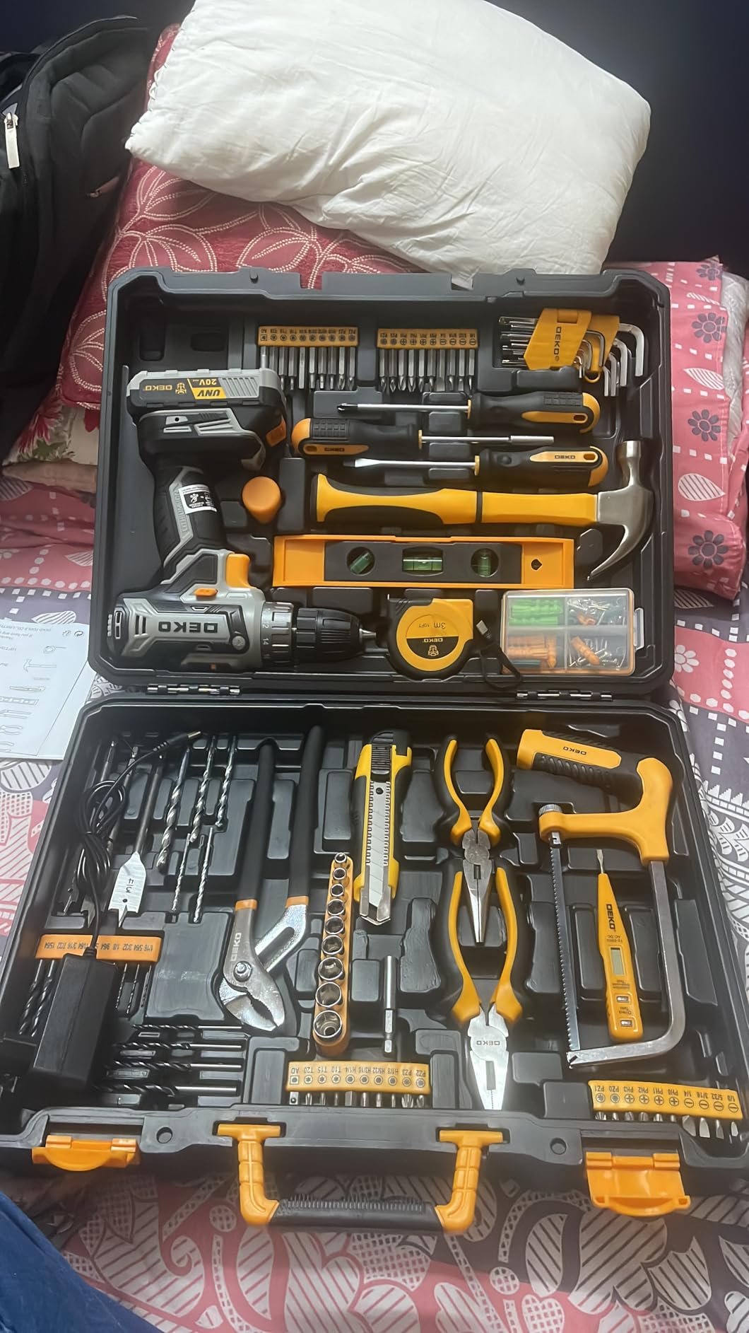 DEKOPRO TOOL KIT coffret 186 pièces bleu avec perceuse 20 V