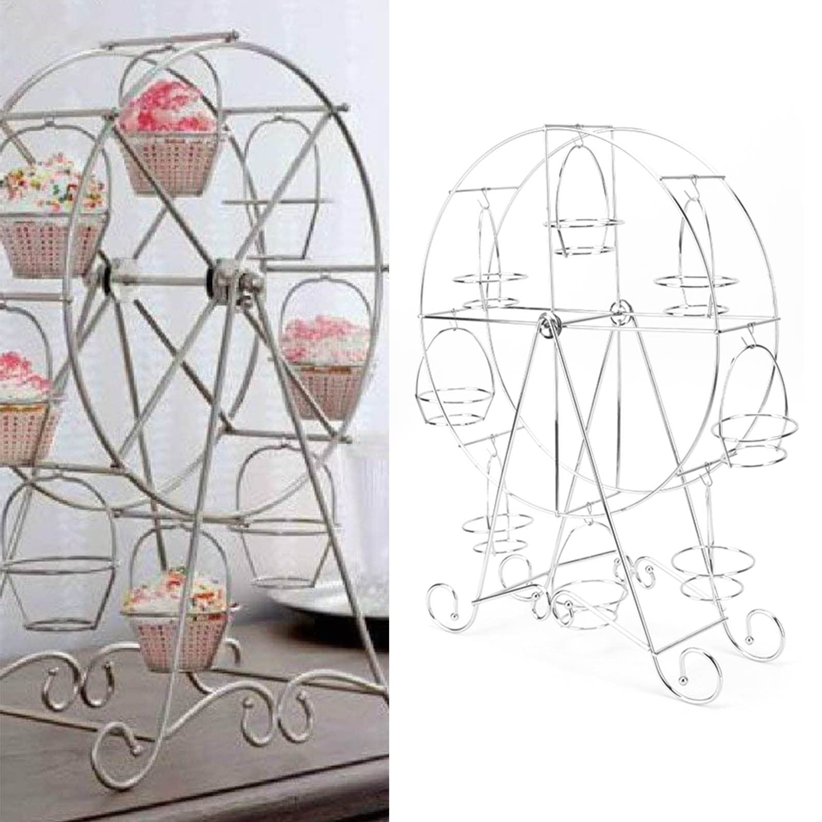 Omabeta Présentoir à cupcakes grande roue rotatif pour 8 cupcakes en fer