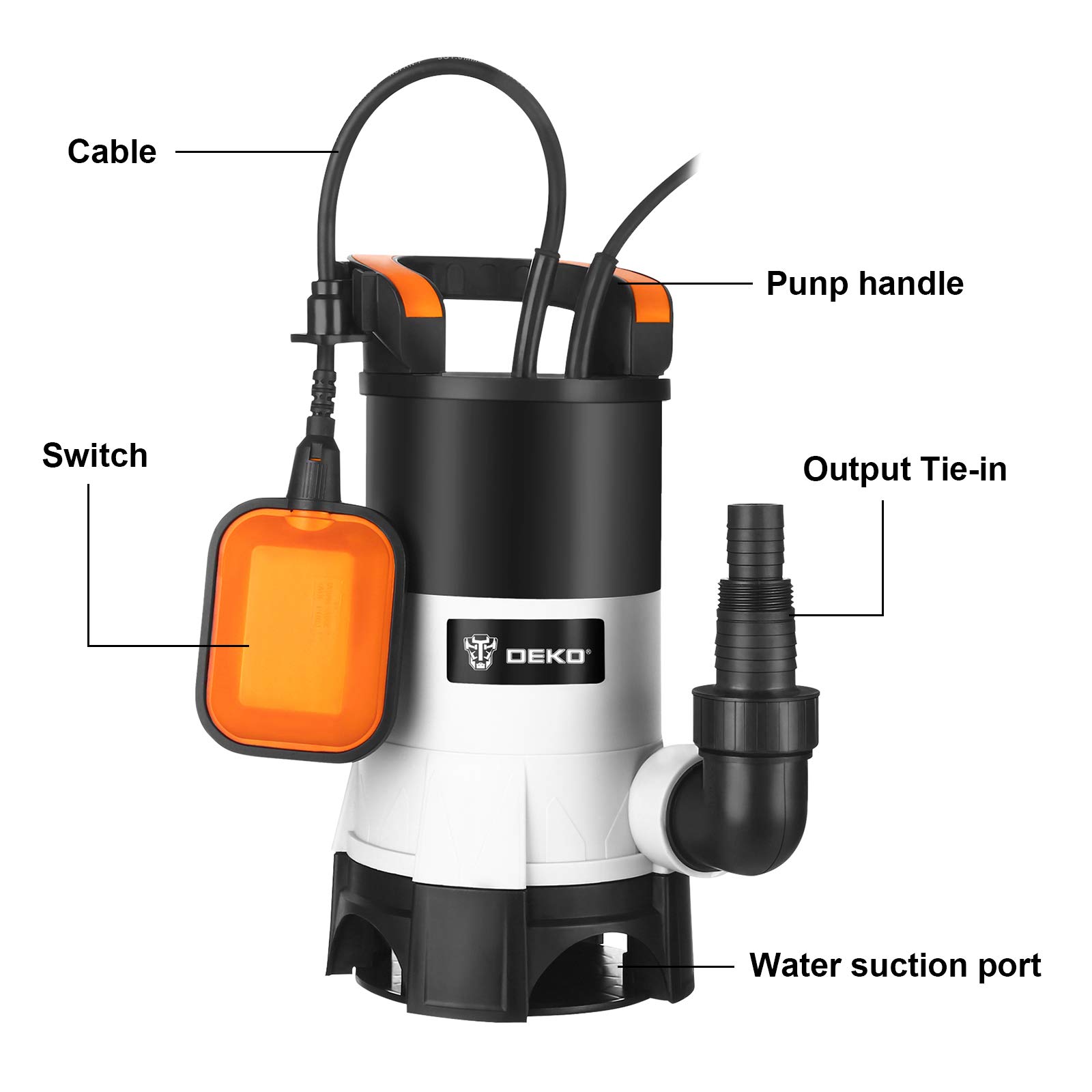 DEKOPRO SUMP PUMP pompe submersible 400 W 8000 l/h eau claire et sale