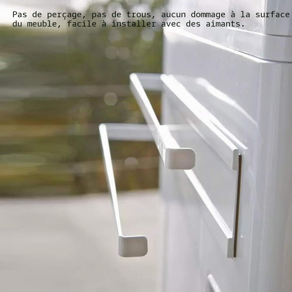 Omabeta Home Décor & Bathroom Décor porte-serviettes magnétique double blanc 40 cm