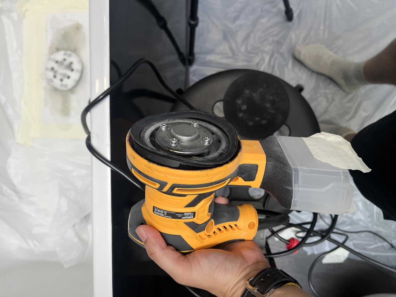 DEKOPRO POWER TOOLS ponceuse excentrique 300 W 125 mm avec bac à poussière